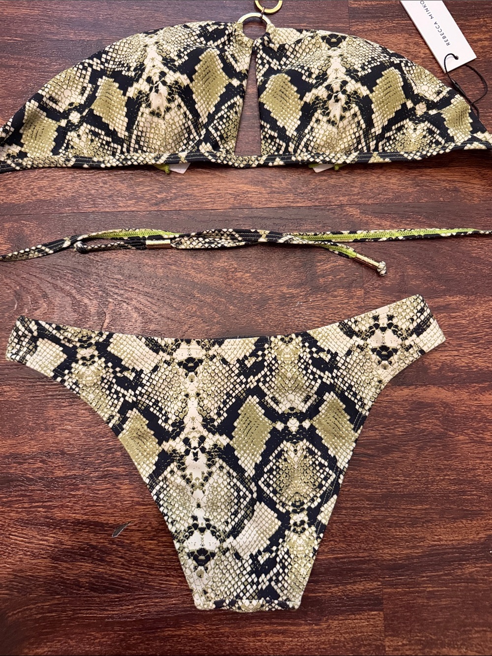 Rebecca Minkoff Olive and Black Snakeskin Bikini Bottoms - Picture 6 of 7